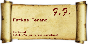 Farkas Ferenc névjegykártya